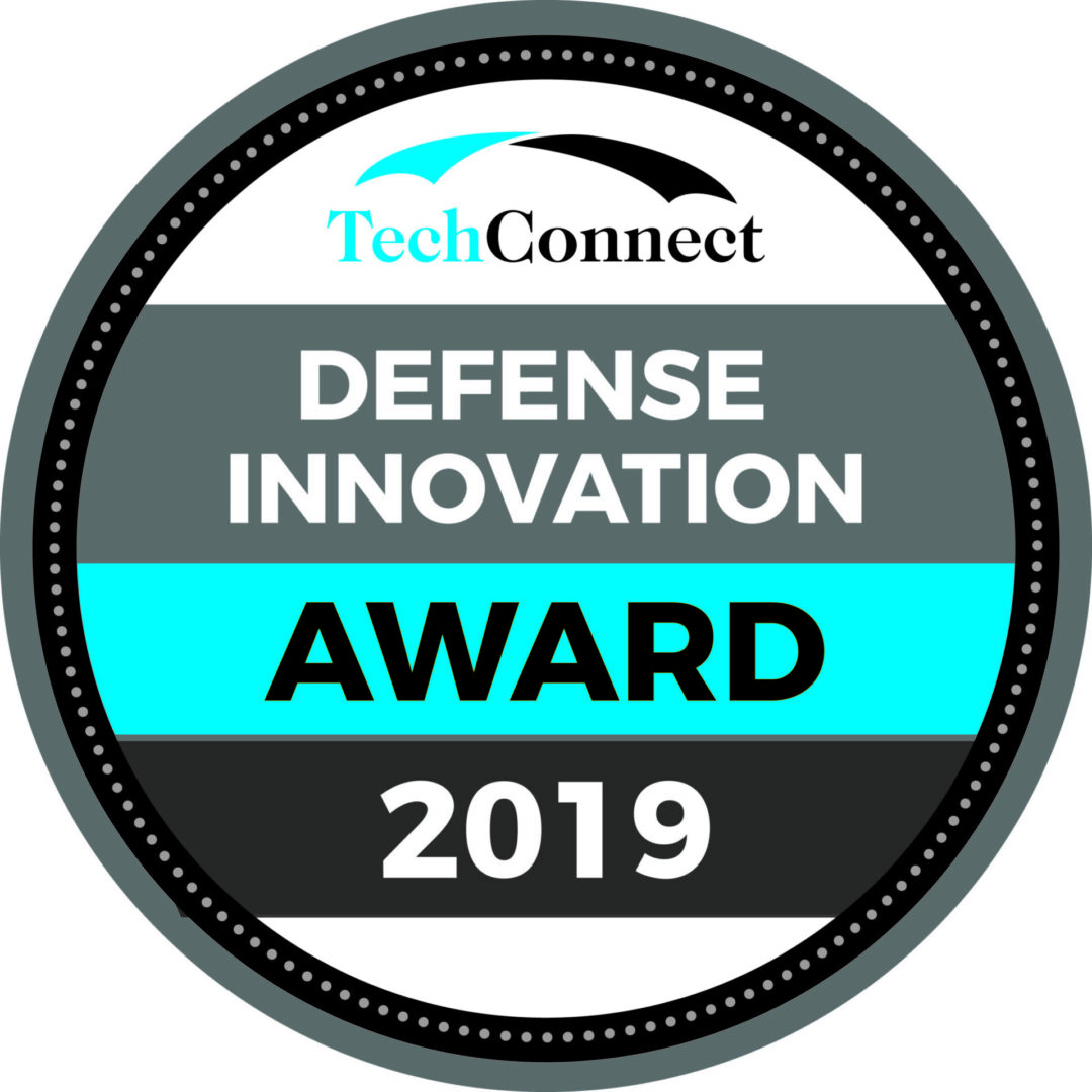 A badge that says, " defense innovation award 2 0 1 9 ".